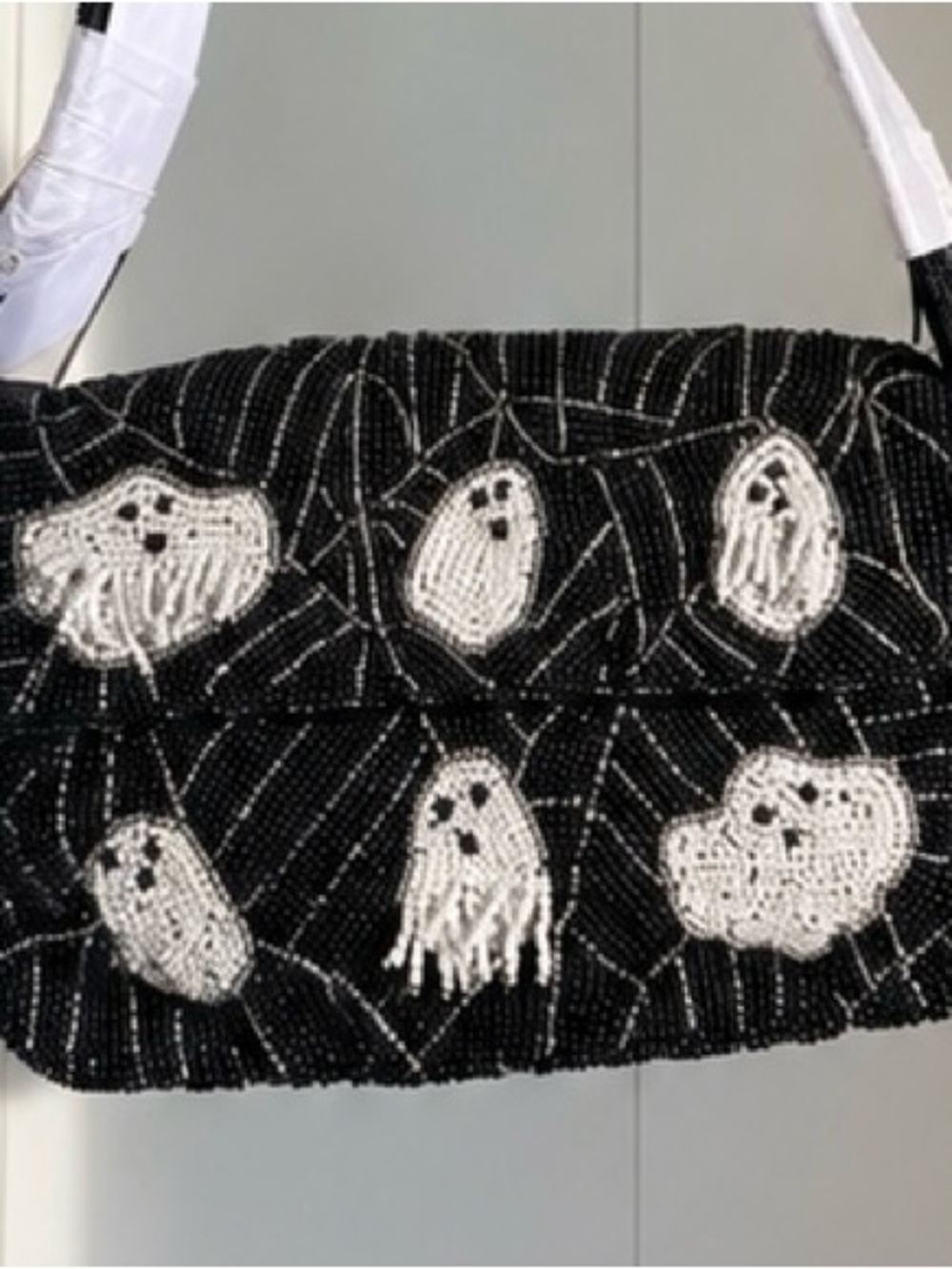 👻 SOL and MER VIRAL Handcrafted Beaded Ghost Shoulder Bag – NWT